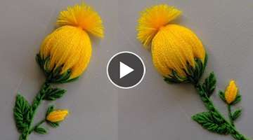 Amazing Hand Embroidery flower design trick | Very Easy 3d Hand Embroidery flower design idea 