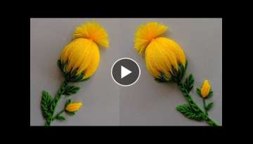 Amazing Hand Embroidery flower design trick | Very Easy 3d Hand Embroidery flower design idea 