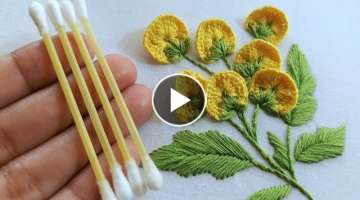 Beautiful flower design using earbud|latest hand embroidery design