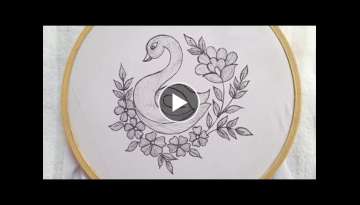 Beautiful hand embroidery work- Easy Hand Embroidery Duck design Stitches- Hand embroidery tutori...