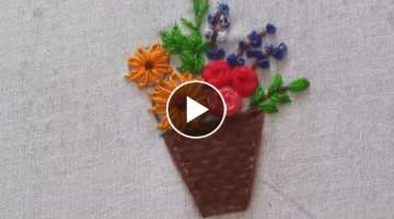 Flower Vase Embroidery tutorial | flower vase hand embroidery stitch