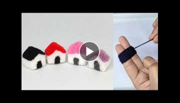 Very Easy pom pom making design idea with fingers.Amazing Hand Embroidery design trick | Mini Hou...