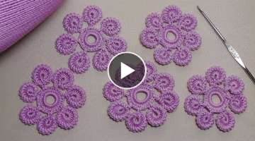 .Knitting lesson. How to crochet a flower with caterpillar petals. Irish lace