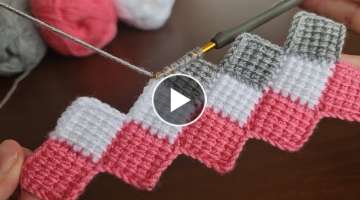 Super Easy Tunisian Knitting Pattern Baby Blanket - Tunus işi Çok Kolay Gösterişli Örgü Mod...