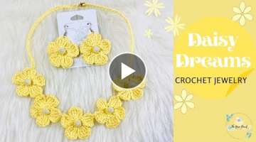 Daisy Dreams Crochet Jewelry | How to Crochet Necklace and Earrings | Handmade Jewelry