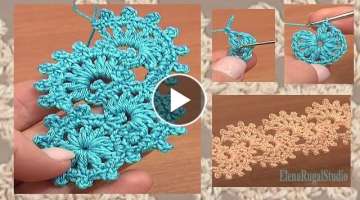 Crochet Puff Stitch Narrow Lace Tape /Free Crochet Patterns