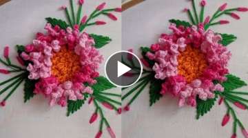 Hand Embroidery: Different Brazilian Stitch Flower Design | Hand Embroidery flower design tutoria...