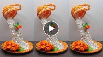 DIY Pearl Floating Tea Cup With Plastic Bottle | Kerajinan Cangkir Tumpah Botol Bekas Aqua 600 ml