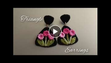 CROCHET TRIANGLE AND FLOWER EARRINGS | EASY TO MAKE | BEAUTIFUL EARRINGS