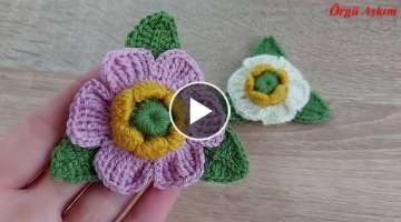 Tığ işi bütün örgü süslemelerinde kullanabileceğiniz çok güzel çiçek modeli crochet ...