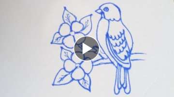 Hand embroidery design of a bird- 3d bird hand embroidery tutorial using very easy stitches