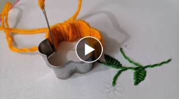 Amazing & Very Easy Hand Embroidery Flower design trick | 3d Hand Embroidery Flower design idea