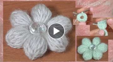 Easy Crochet 6 Petals Puff Stitch Flower