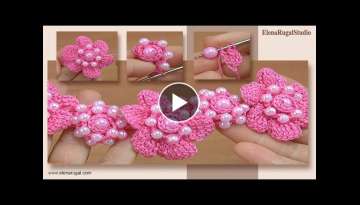 Crochet Floral 3D Adornment with Beads