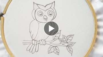 Hand embroidery pattern of an owl