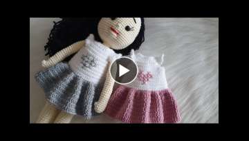 Amigrumi Kalpli Kız Bebek Elbisesi - Easy Knit Pattern- Oyuncak bebek Elbisesi