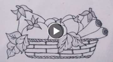 Hand embroidery, Elegant Basket of Vegetables, Latest embroidery designs, Vegetables embroidery