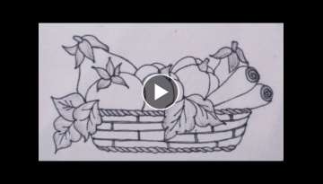 Hand embroidery, Elegant Basket of Vegetables, Latest embroidery designs, Vegetables embroidery