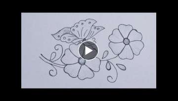 Simple & Easy Hand Embroidery Design - Butterfly & Flower Embroidery - Hand Embroidery Art