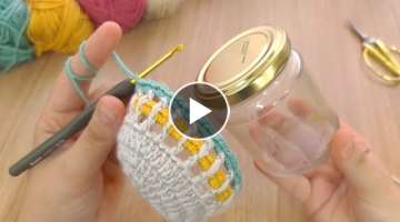 SUPER IDEAS!Look what I did with the glass jars I found in the trash! EVERYONE CAN DO THIS!croche...