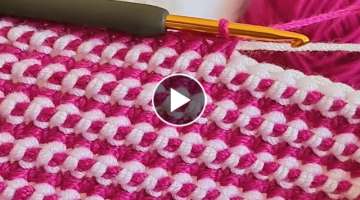 Yapımı çok kolay muhteşem örgü modeli Knitting Crochet beybi blanket battaniye yelek çanta...