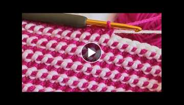 Yapımı çok kolay muhteşem örgü modeli Knitting Crochet beybi blanket battaniye yelek çanta...