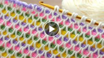 Amazing Very easy Colorful Tunisian crochet pattern expression