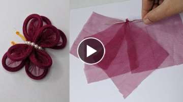 Amazing Hand Embroidery: Butterfly design trick. 3d Hand Embroidery: Butterfly design tutorial:Ku...