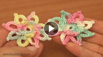 Crochet Small Pretty 8 Petal Flower /Free Crochet Flower Patterns