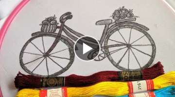 Amazing Hand Embroidery Bicycle design tutorial | Hand Embroidery design stitch : kurti/dress/kam...