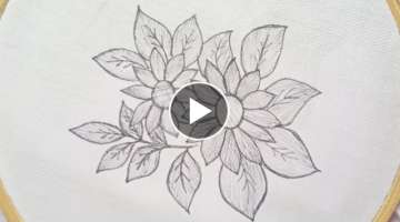 Hand embroidery beautiful flowers tutorial l New and Simple Flower embroidery design for dress,et...