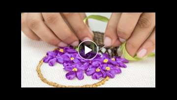 Stitching Flower Basket with Ribbon: Easy Embroidery Tutorial by HandiWorks