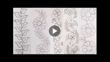 5 Beautiful Hand Embroidery Border Designs ll Borderline Embroidery Designs for dress-kurti etc