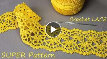 Beautiful and easy to CROCHET LACE for beginners PATTERN SCHEME Ленточное кружево...