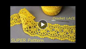 Beautiful and easy to CROCHET LACE for beginners PATTERN SCHEME Ленточное кружево...