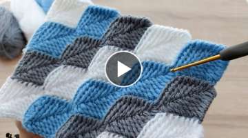 Super Easy Crochet Tunisian Knitting Model Çok Kolay Çok Gösterişli Tunus İşi Örgü Modeli...