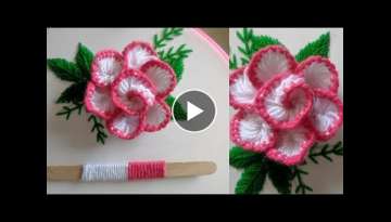 Amazing Hand Embroidery flower design trick | New Double Color Hand Embroidery 3d flower design i...