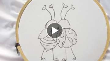 Hand embroidery cute bugs tutorial , Hand Embroidery design for fabric using basic stitches