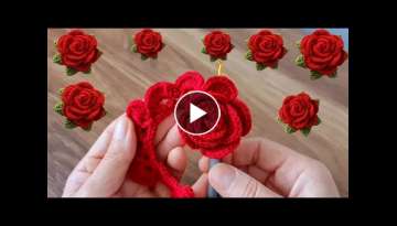 very easy to make knitting red rose 