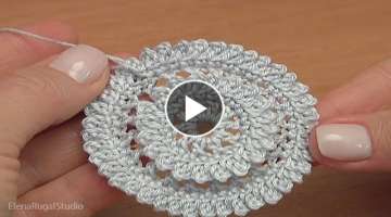 Crochet Round Motif with Picot Tutorial 28