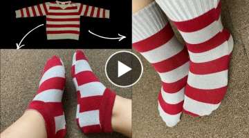2 Tips for Sewing Socks from Old Sweaters, No Measurements and a Snug Fit| Recycle Old Sweaters