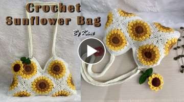 CROCHET BAG : How to Crochet a Granny Square Bag | Sunflower Bag Crochet 
