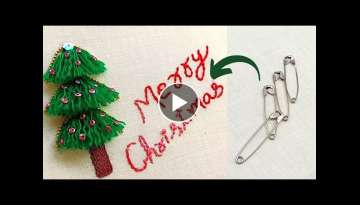 Latest Christmas tree embroidery with new trick|super easy tree embroidery