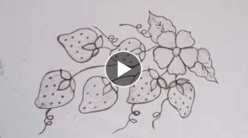Hand embroidery, Beautiful Pattern Of strawberries 